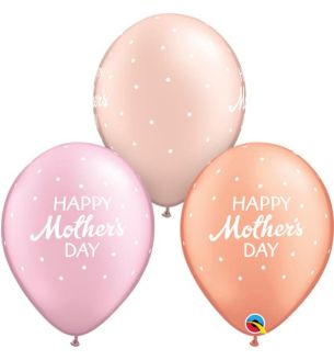 11" Happy Mother's Day Petite Polka Dots Latex Balloon 25ct