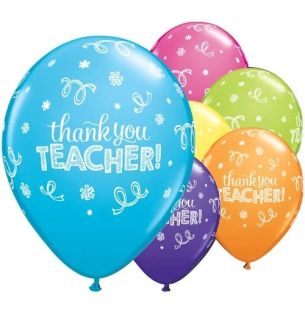 11" Thank You Teacher Assorted Qualatex Latex Balloons 25ct
