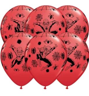 12" Marvel Spider-Man Red & Black Latex Balloons 6ct