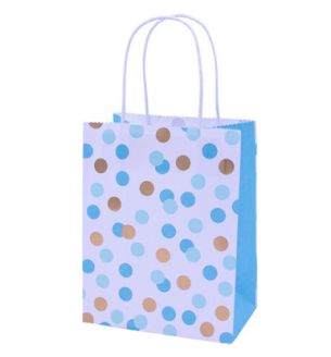  15cm x  20cm Party Gift Bags Blue and Gold Dots 4 pack