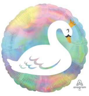 17" Amagram Holographic Swan Foil Balloon