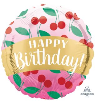 18" Happy Birthday Cherries Foil Balloon