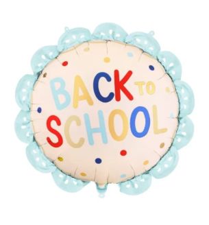 18" Back to School Scalloped Blue Foil Balloon