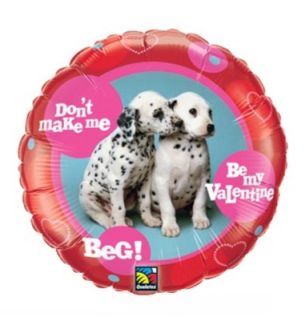 18" Be my Valentine Dalmation Puppy Foil Balloon