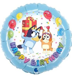 18" Bluey Happy Birthday Round Foil Balloon