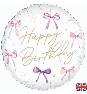 18" Bow Happy Birthday Oaktree Foil Balloon