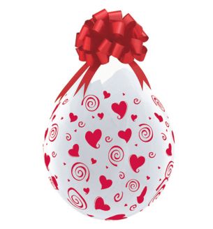 18" Clear Swirling Red Hearts-A-Round Stuffing Balloons 25ct