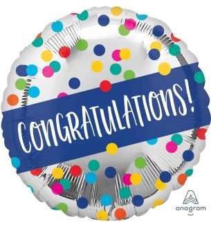 18" Congratulations Dots Foil Balloon