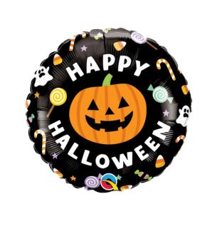 18" Halloween Pumpkin Round Foil Balloon