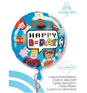 18" Happy B-Day Party Town Round Foil Balloon