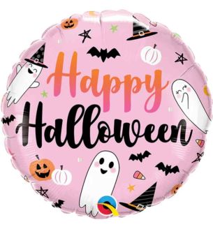 18" Happy Halloween Cute Ghosts Round Foil Balloon
