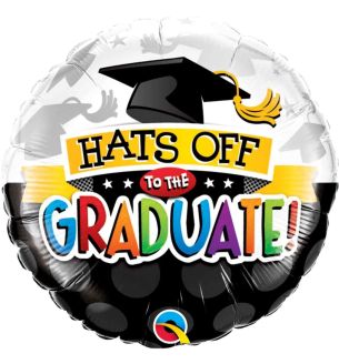 18" Hats Off To The Graduate Round Foil Balloon
