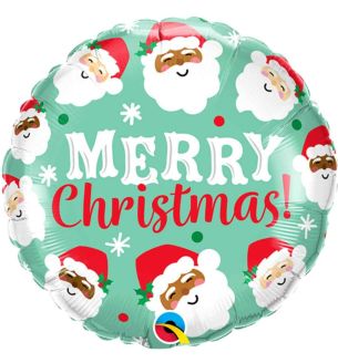 18" Merry Christmas/HoHoHo Santa Face Round Foil Balloon
