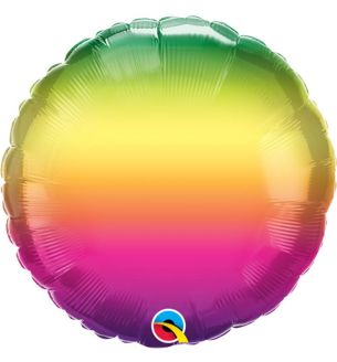 18" Qualatex Rainbow Ombre Round Foil Balloon