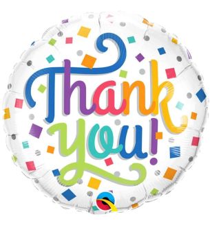 18" Thank You with Square and Round Colourful Confetti Foil Balloon