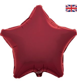 19" Oaktree Burgundy Star Foil Balloon - unpackaged