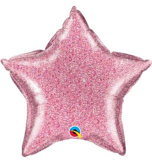 20" Holographic Pink Star Foil Balloon