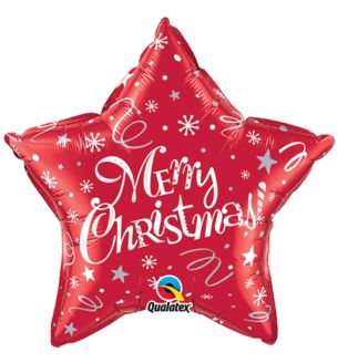 20" Merry Christmas Festive Red Star Foil Balloon