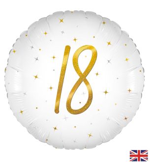 18" 18th  Birthday Elegant White Sparkle Foil Balloon