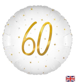 18" 60th Birthday Elegant White Sparkle Foil Balloon