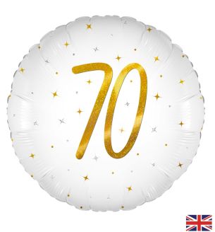 18" 70th Birthday Elegant White Sparkle Foil Balloon