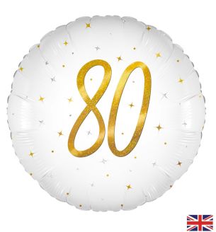 18" 80th Birthday Elegant White Sparkle Foil Balloon