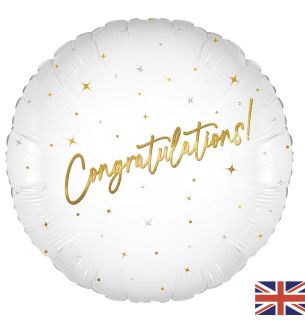 18" Congratulations Elegant White Sparkle Foil Balloon