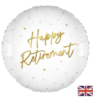 18" Happy Retirement Elegant White Sparkle Foil Balloon