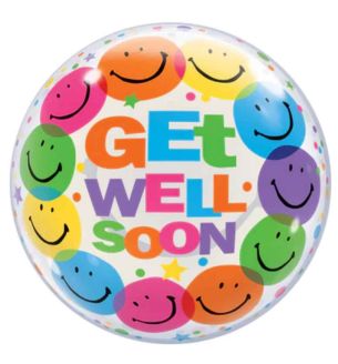 22" Get Well Soon Smiling Emoji Bubble Balloon