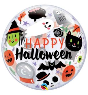 22" Happy Halloween Icons Bubble Balloon