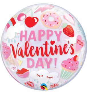 22" Happy Valentine's Day Sweets and Fruit Bubble Balloon