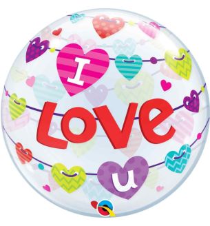 22" I Love U Heart Banners Valentine's Day Bubble Balloon