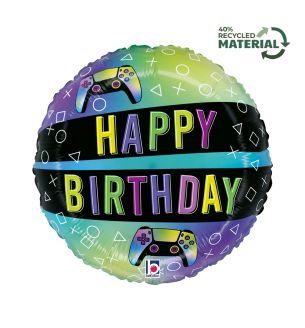 18" Gaming Hapoy Birthday Vivid Betallic Foil Balloon