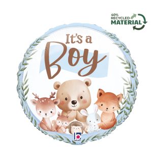 18" Woodland Animal Its A Boy Betallic Foil Balloon