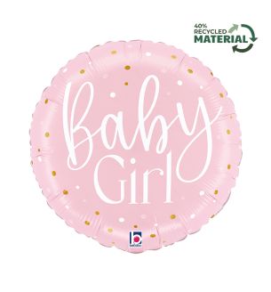 18" Betallic Baby Girl Pink Dots Foil Balloon