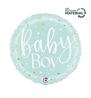 18" Betallic Baby Boy Blue Dots Foil Balloon