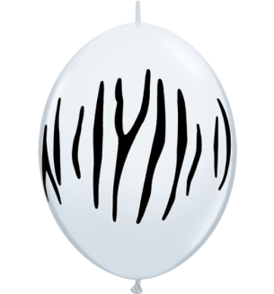 12" Zebra Stripes Quick Link White & Black Latex Balloons 50ct