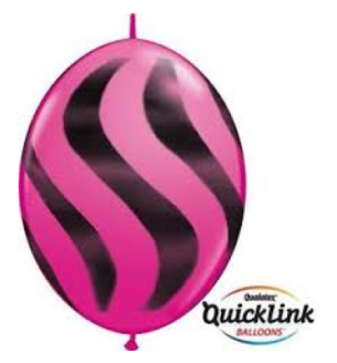 12" Wavy Stripes Quick Link Magenta & Black Latex Balloons 50ct