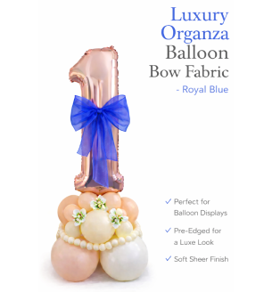 Organza Balloon Bow Fabric Royal Blue