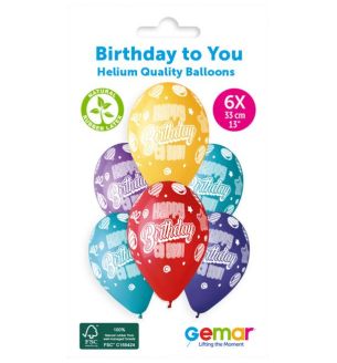 13" Gemar Happy Birthday to You 6pcs