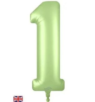 34" Satin Green Number 1 Oaktree Foil Balloon