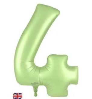 34" Satin Green Number 4 Oaktree Foil Balloon
