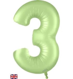 34" Satin Green Number 3 Oaktree Foil Balloon