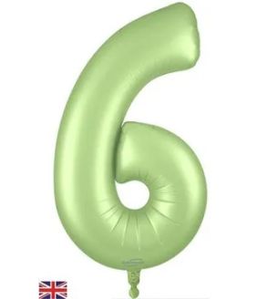 34" Satin Green Number 6 Oaktree Foil Balloon