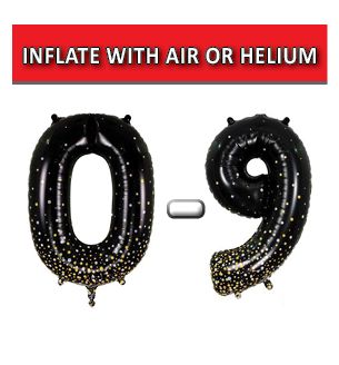 34" Black Gold Fizz  Numbers Oaktree Foil Balloons