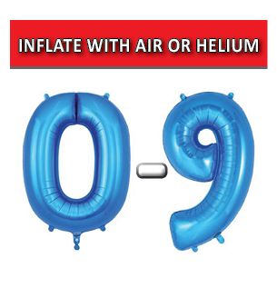34" Blue Numbers Oaktree Foil Balloons