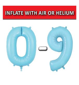34" Pastel Blue  Numbers Oaktree Foil Balloons