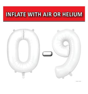 34" White Matt Numbers Oaktree Foil Balloons