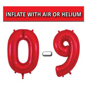 34" Red Numbers Oaktree Foil Balloon