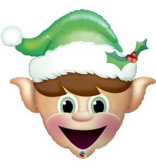35" Elf Head Christmas Foil Balloon